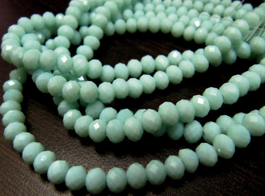 Light Amazonite Hydro quartz Rondelle Micro Faceted 6mm Beads Strand 17 inches long approx. 100 Beads per Strand Wholesale Prices