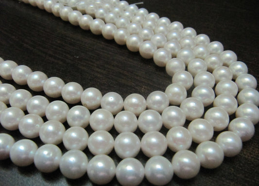 Natural White Pearl Round Ball shape 10-11mm Top Quality Beads Sold per strand 15-16 inches long Birthstone Beads Jewelry Making Gemstones