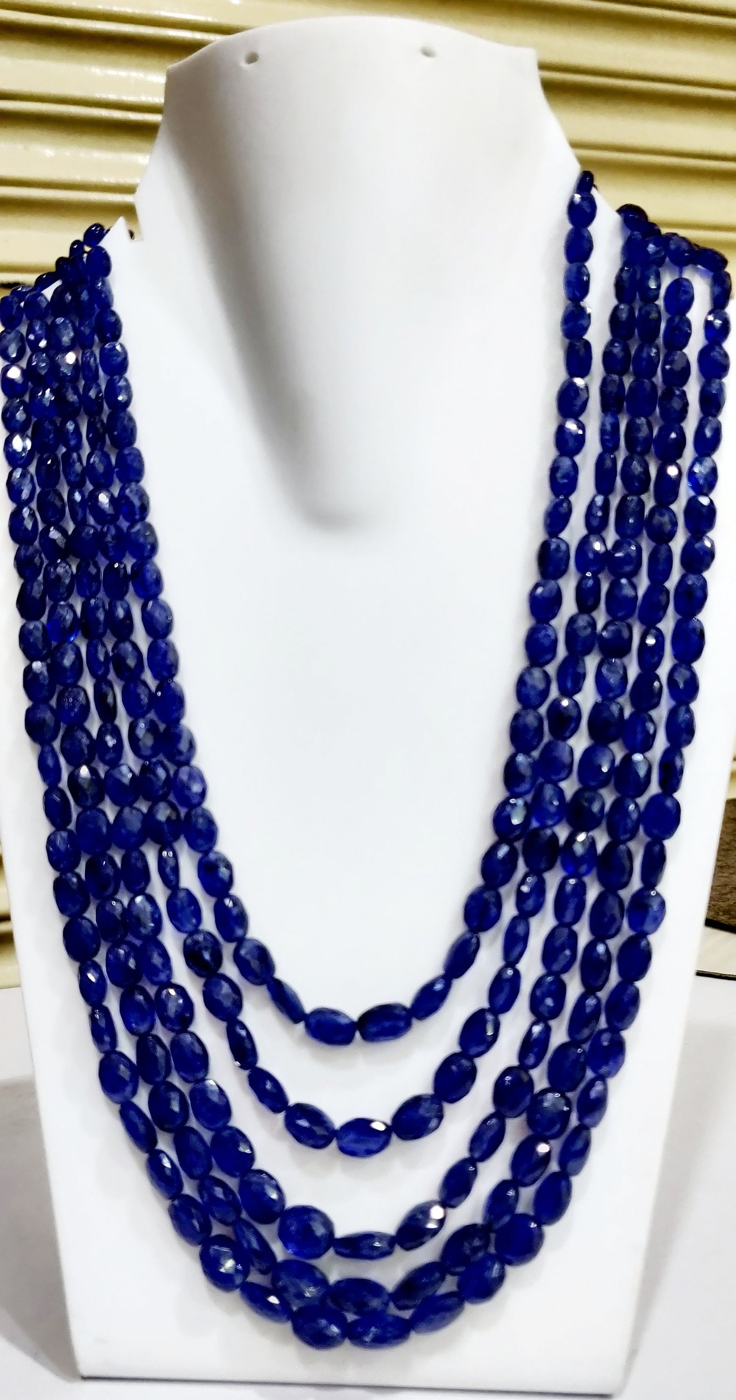 Natural Blue Sapphire Oval Shape Briolette Faceted 5x7mm to 8X11mm Size Beaded 18 inches long Necklace Top Quality Precious Gemstone Beads
