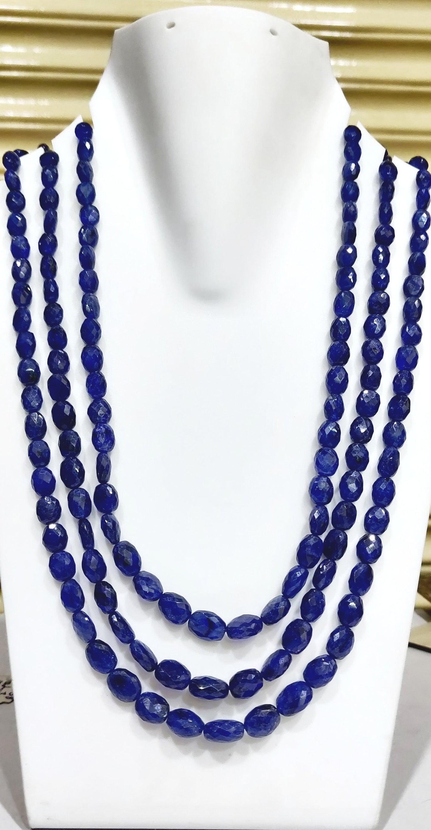 Natural Blue Sapphire Oval Shape Briolette Faceted 5x7mm to 8X11mm Size Beaded 18 inches long Necklace Top Quality Precious Gemstone Beads