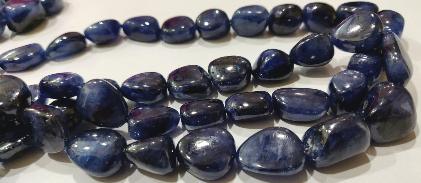Natural Blue Sapphire Plain Smooth Nugget Tumbled Shape 12mm to 20mm Size Gemstone Beads Top Quality Wholesale Prices Choose the Strand