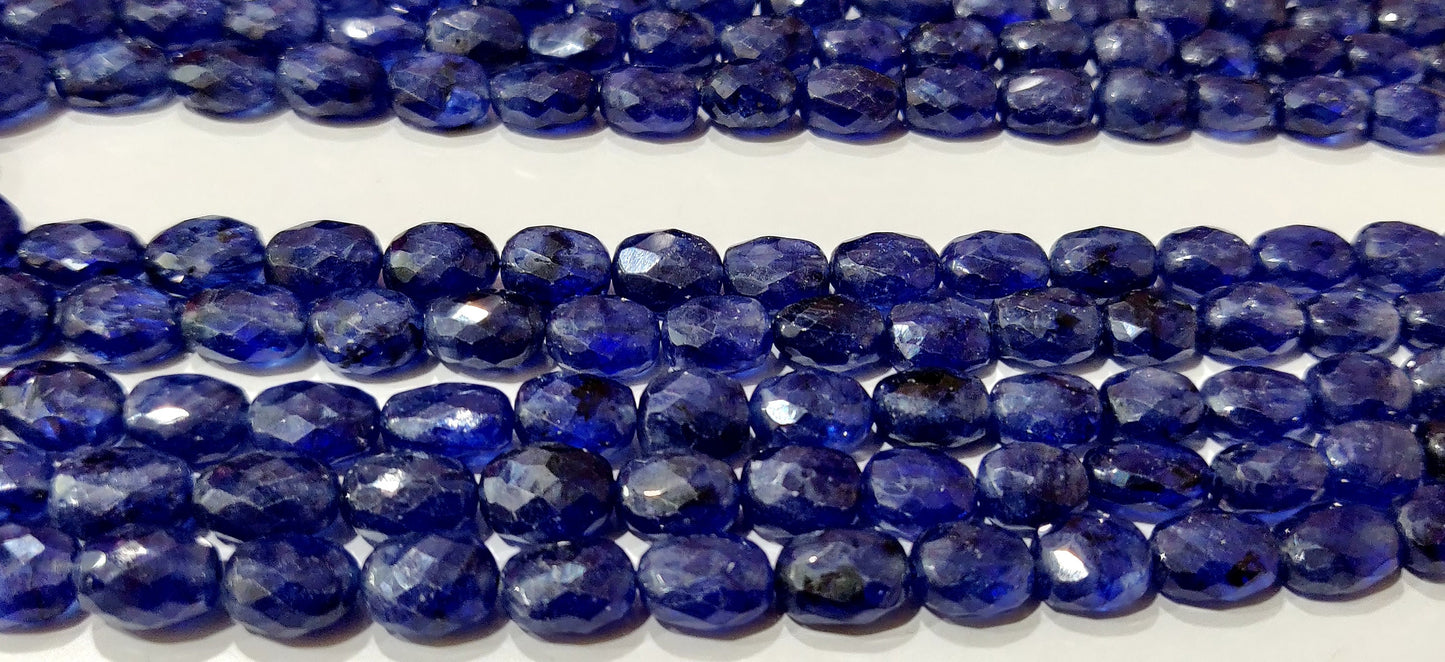 Natural Blue Sapphire Oval Shape Briolette Faceted 5x7mm to 8X11mm Size Beaded Strand Top Quality Precious Gemstone Beads strand 4 inch