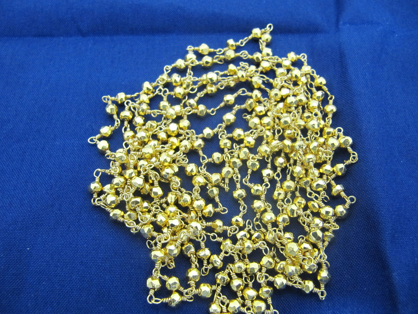 Golden Pyrite 3-4mm Size Rondelle Faceted Beads Rosary Wire Wrapped Aati Beaded chain Wholesale Price Jewelry making sold per foot