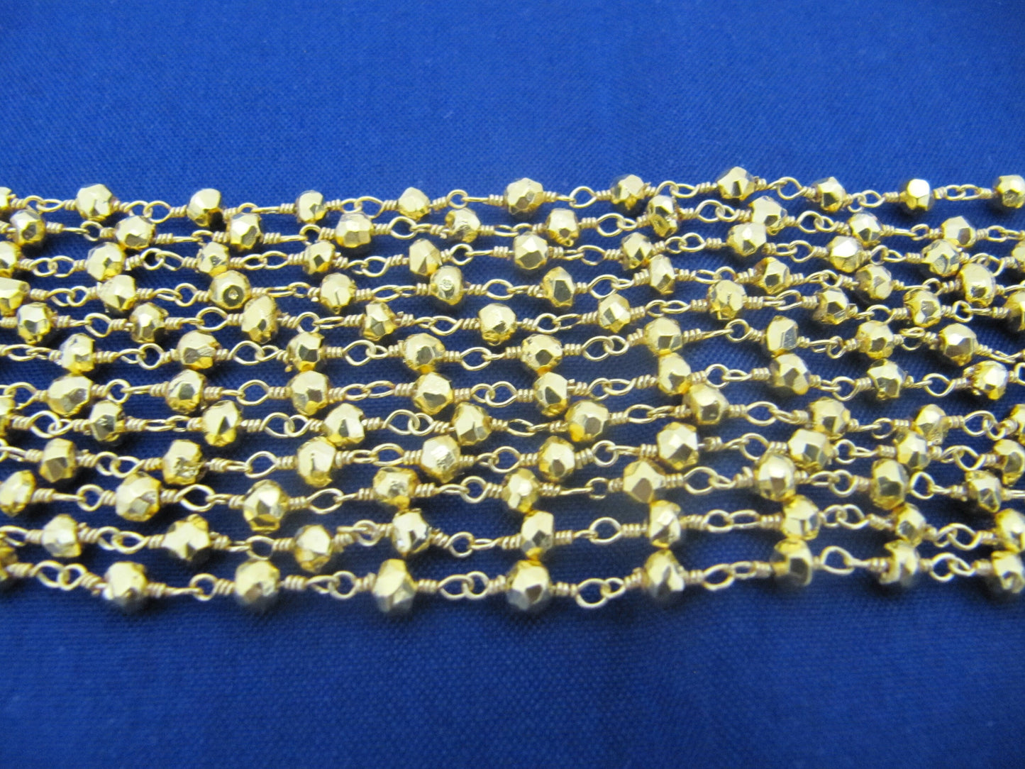 Golden Pyrite 3-4mm Size Rondelle Faceted Beads Rosary Wire Wrapped Aati Beaded chain Wholesale Price Jewelry making sold per foot