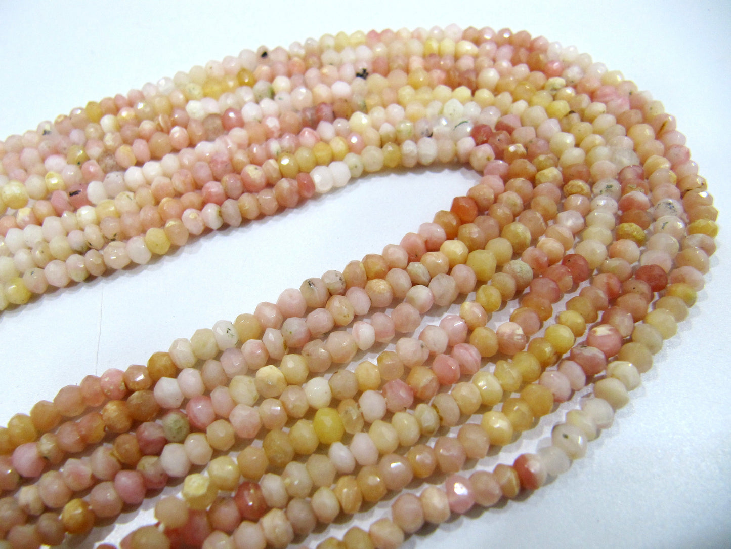 Natural Pink Opal Rondelle faceted Shaded Color 3-4mm Gemstone Beads Strands 13 inches Long Pink Opal Machine Cut Beads Sold Per Strand
