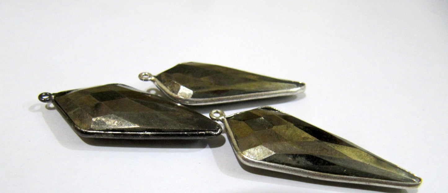 Mix Color Gemstone Briolette Faceted 15x35mm Approximately Arrowhead Shape  Single Loop  Bezel Connector Choose the gemstone color