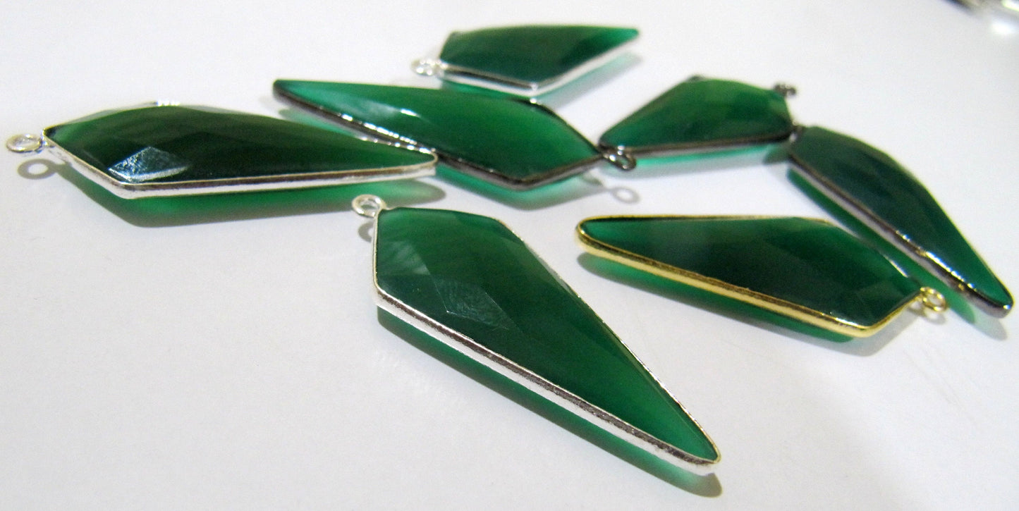 Mix Color Gemstone Briolette Faceted 15x35mm Approximately Arrowhead Shape  Single Loop  Bezel Connector Choose the gemstone color