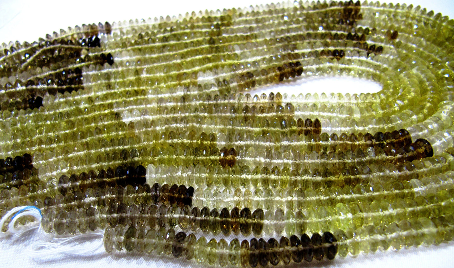 Natural Genuine Beer Quartz  German Cut Rondelle Faceted Size 7mm gemstone Beads Strand 8 inches long  Wholesale Prices