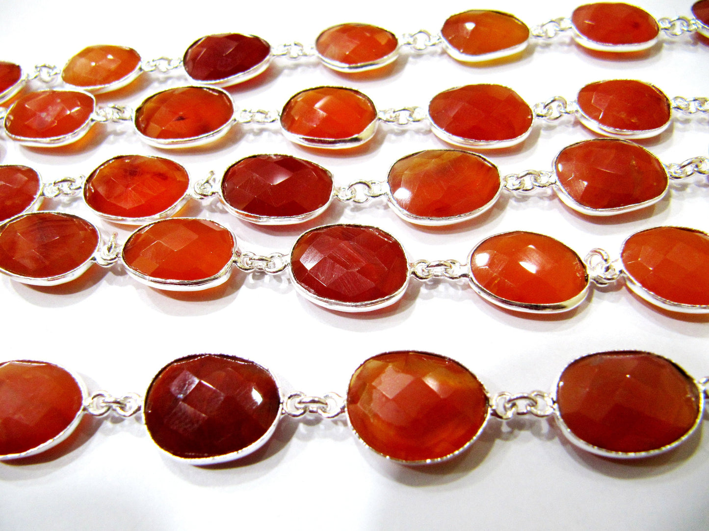 Natural Carnelian Briolette Faceted Uneven Free Shape 10 to 15mm Gemstone Bezel Connector Chain Jewelry Making Chain Choose the plating