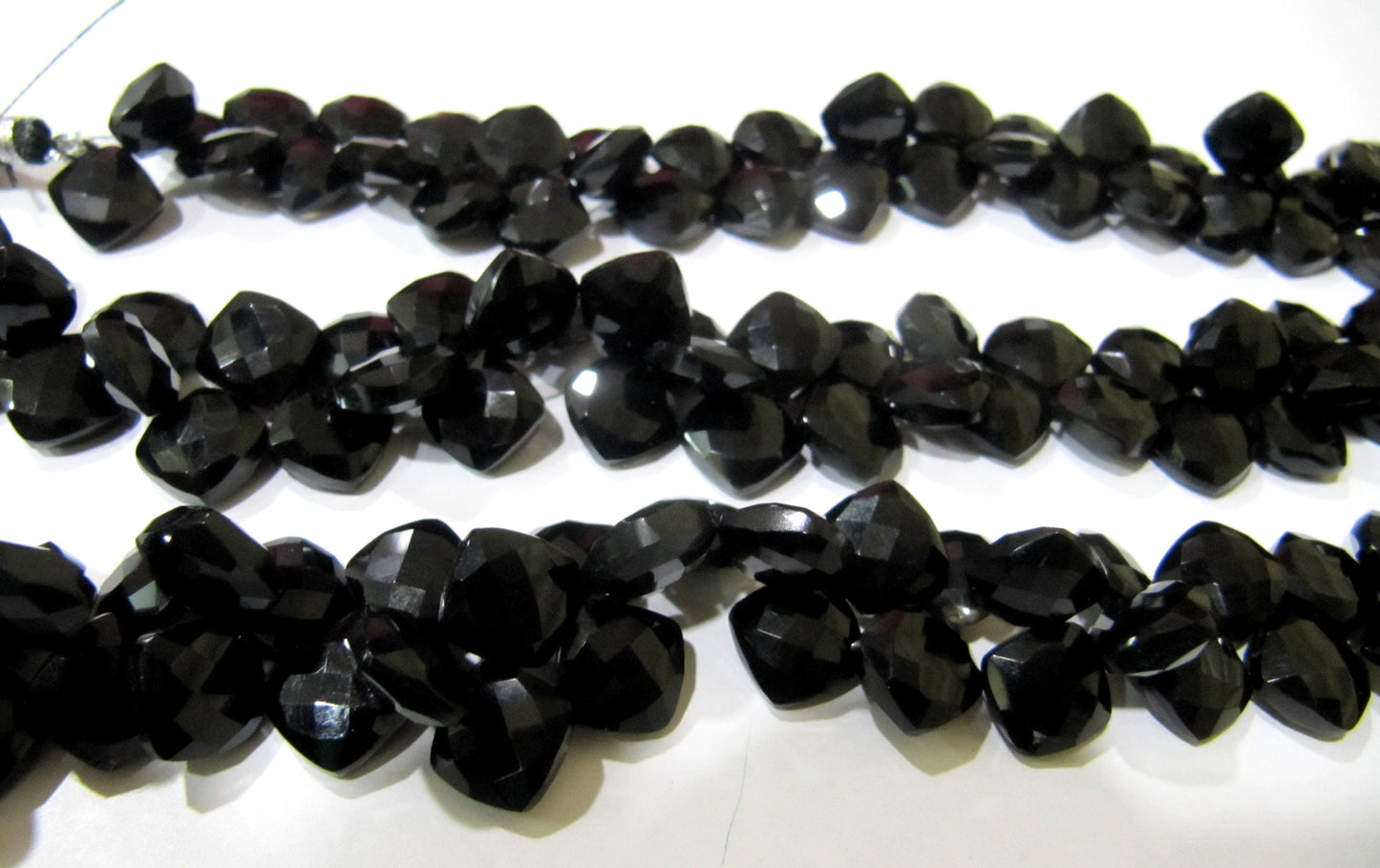 Natural Black Spinel Briolette Faceted Square Cushion Shape 10mm Size Gemstone  beads Strand 8 inches long Jewelry making beads