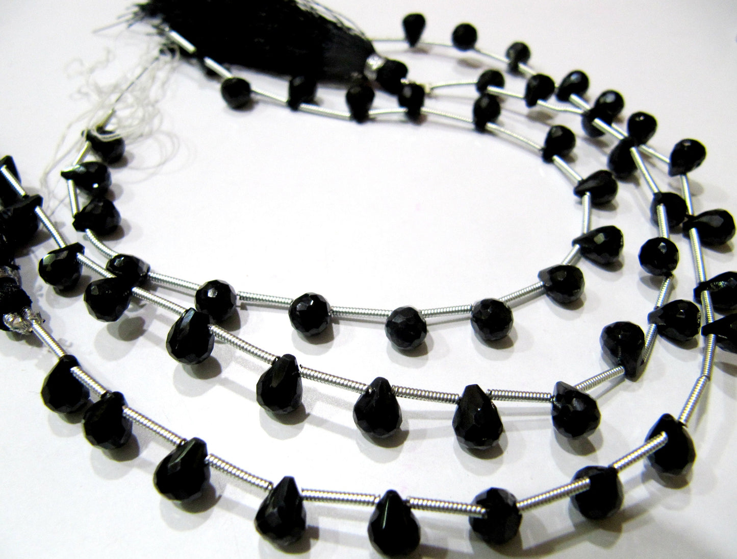 Natural Black Spinel Tear Drop Shape Briolette Faceted 5x7mm to 6x8mm Gemstone beads 10inches Strand jewelry making bead Sold per Strand