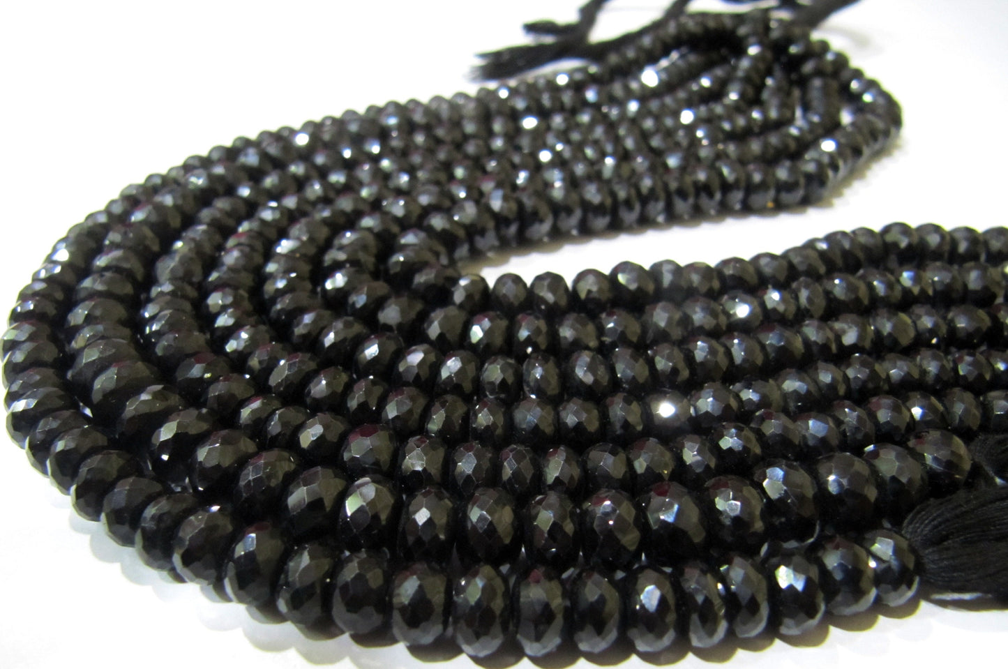 Natural Black Spinel Rondelle Faceted 7mm to 8mm Gemstone beads 8 inches long Strand jewelry making bead Sold per Strand