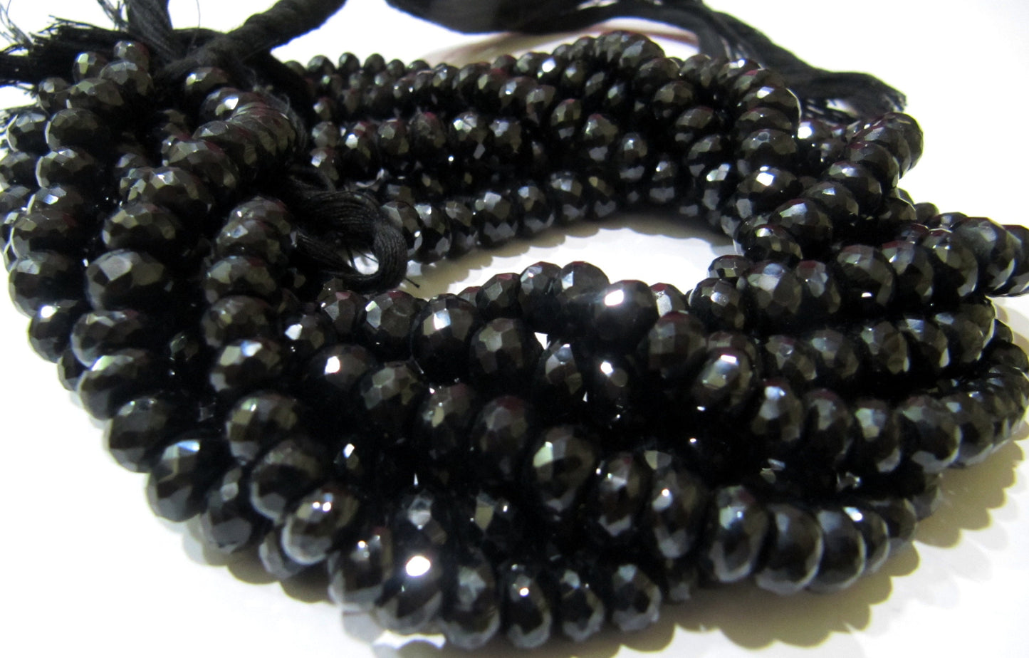 Natural Black Spinel Rondelle Faceted 7mm to 8mm Gemstone beads 8 inches long Strand jewelry making bead Sold per Strand