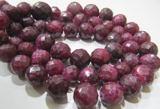 Ruby  Corundum Round Ball Shape Briolette Faceted 8-12mm Size Gemstone beads Strand 8 inches long Precious Gemstone Beads Wholesale Prices