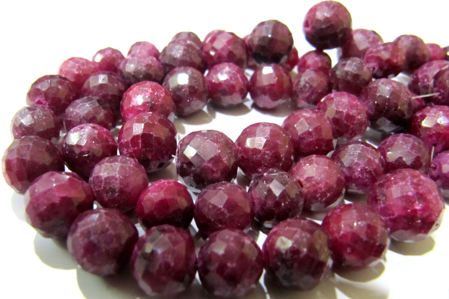 Ruby  Corundum Round Ball Shape Briolette Faceted 8-12mm Size Gemstone beads Strand 8 inches long Precious Gemstone Beads Wholesale Prices