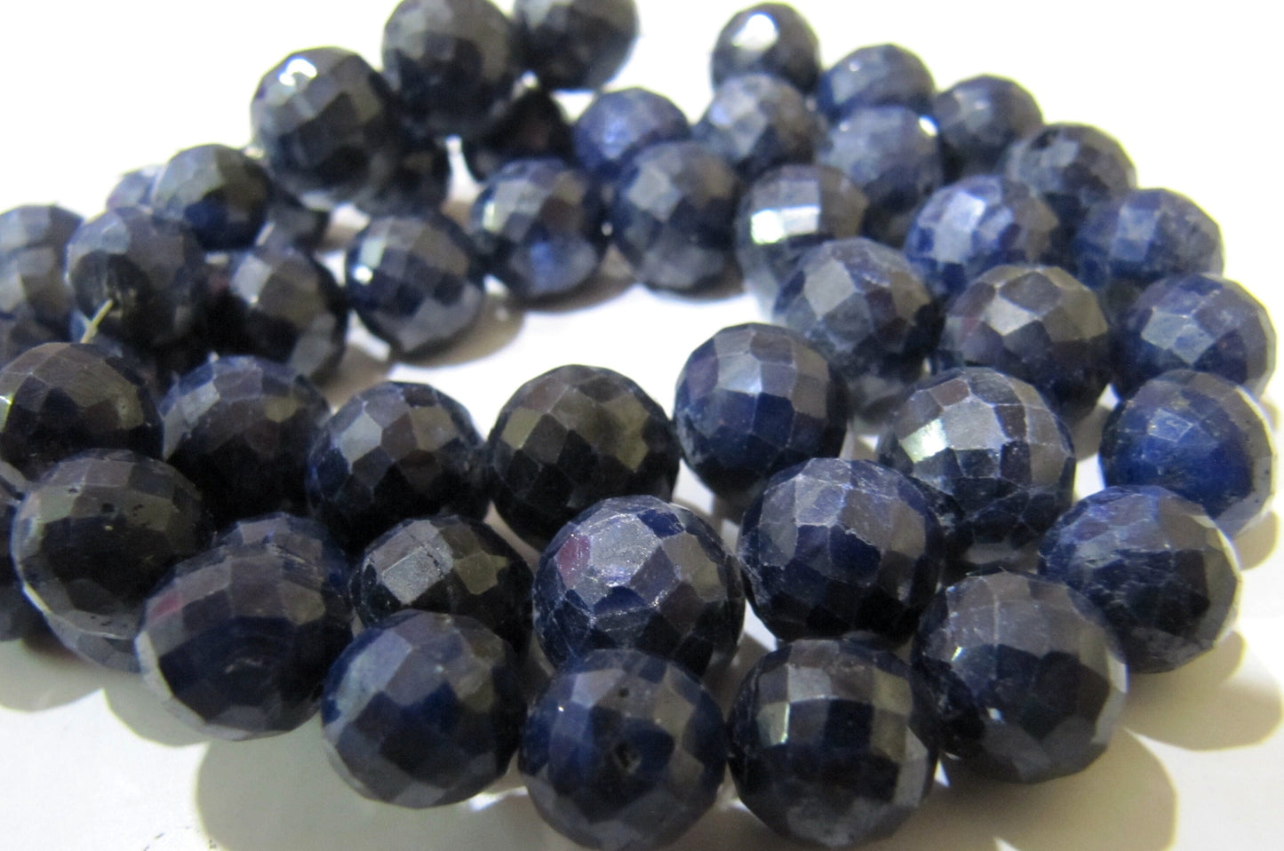 Blue sapphire Corundum Round Ball Shape Briolette Faceted 9-12mm Size Gemstone beads Strand 8 inches long Precious Gemstone Beads