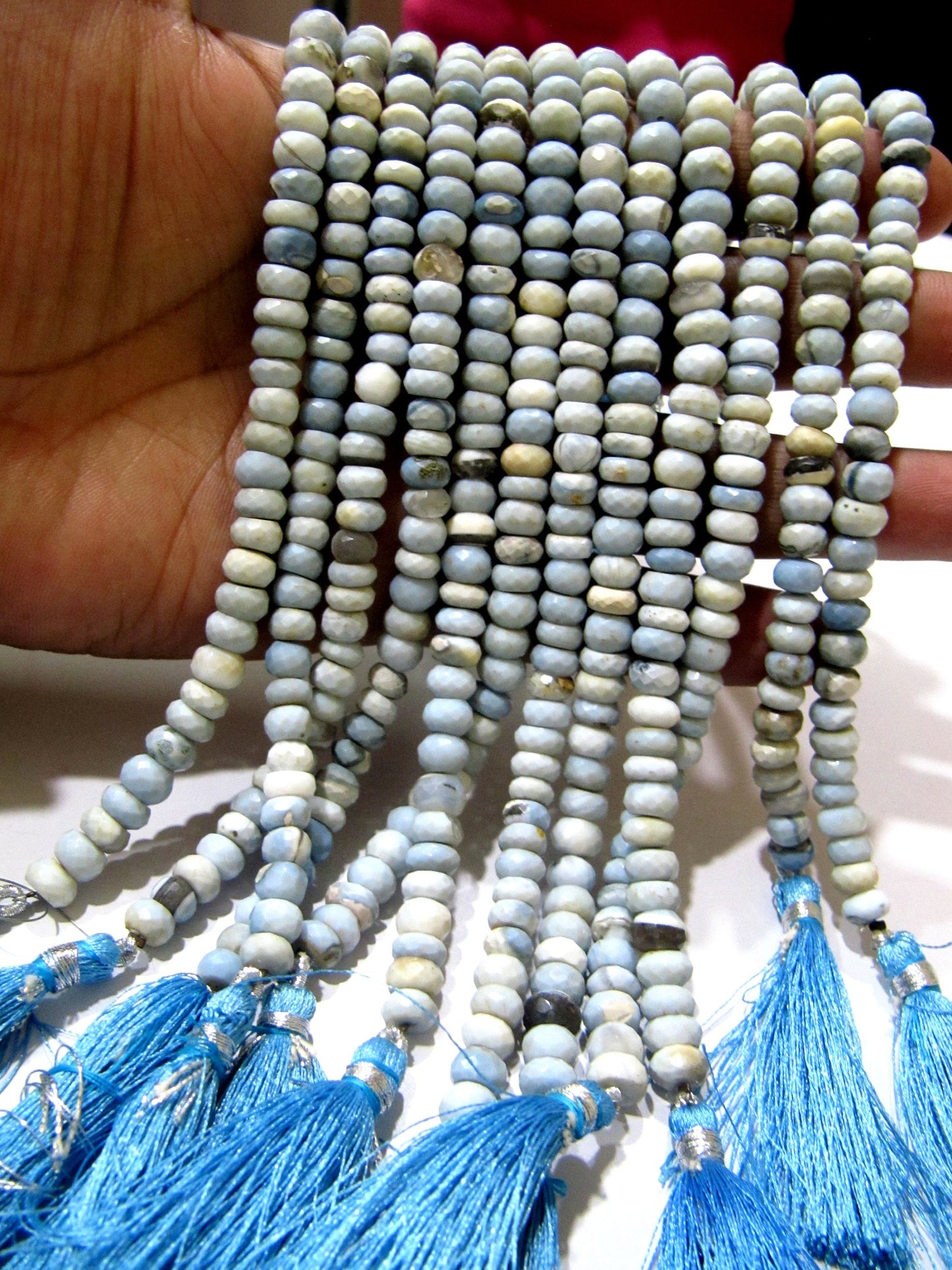 Natural Blue Opal Rondelle  faceted  7mm best Quality Beads Strand 8.5 inches Long Jewelry making Untreated gemstone beads