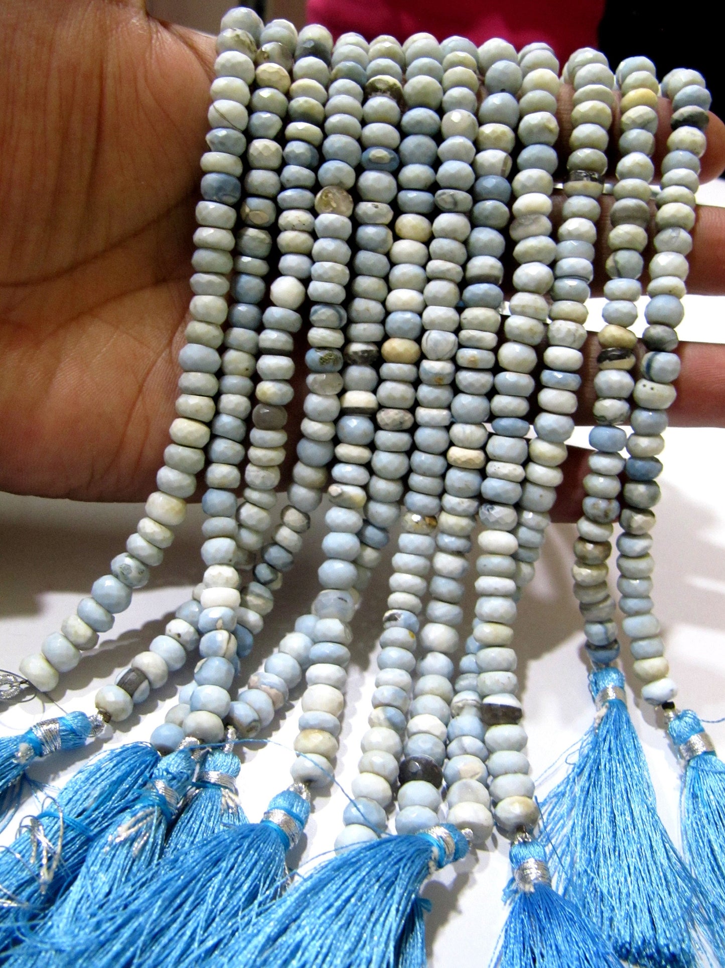 Natural Blue Opal Rondelle  faceted  7mm best Quality Beads Strand 8.5 inches Long Jewelry making Untreated gemstone beads