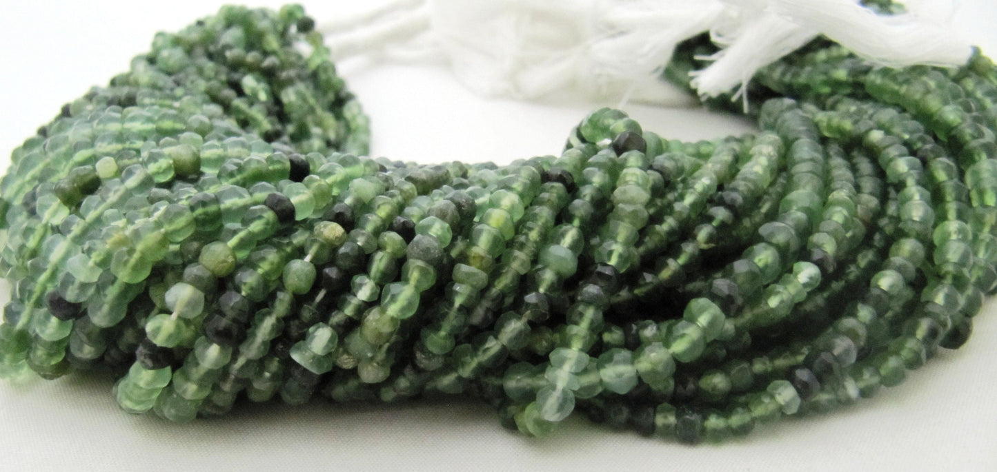 Natural Serpentine Rondelle Faceted 3 to 4mm size Gemstone Beads Strand 13 inches long Jewelry making beads Wholesale Prices
