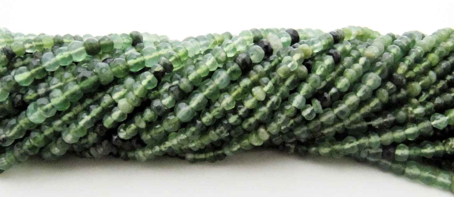 Natural Serpentine Rondelle Faceted 3 to 4mm size Gemstone Beads Strand 13 inches long Jewelry making beads Wholesale Prices