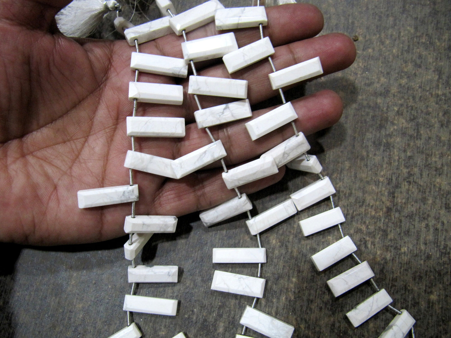 Natural White Howlite Baguette Shape 8x12mm Approximately Long Beads strand 8 Inches long Sold Per Strand Jewelry making Rectangle Beads