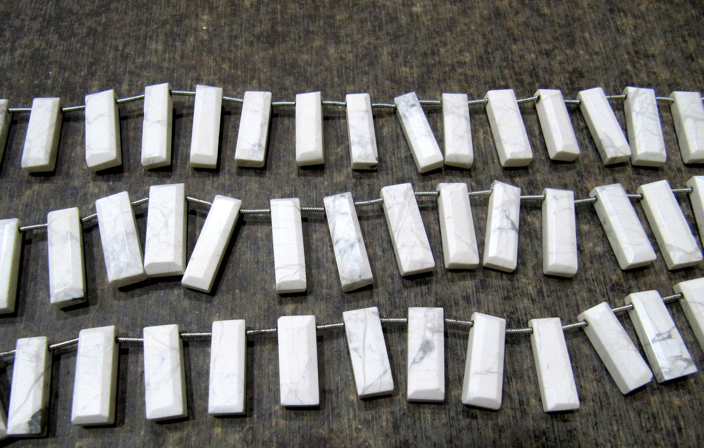 Natural White Howlite Baguette Shape 8x12mm Approximately Long Beads strand 8 Inches long Sold Per Strand Jewelry making Rectangle Beads
