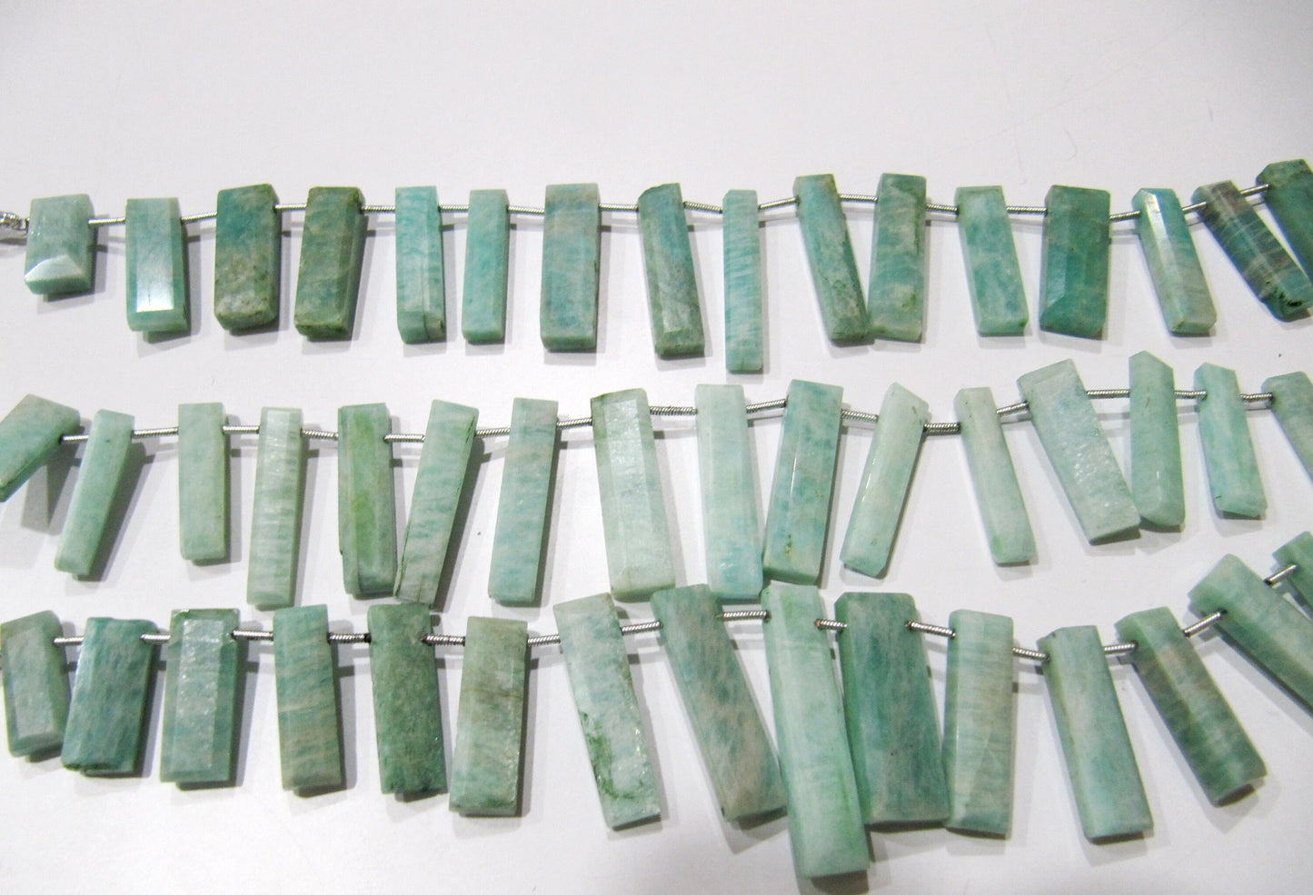 Natural Amazonite Baguette Shape 8x12mm Approximately Long Beads strand 8 Inches long Sold Per Strand Jewelry making Rectangle Beads