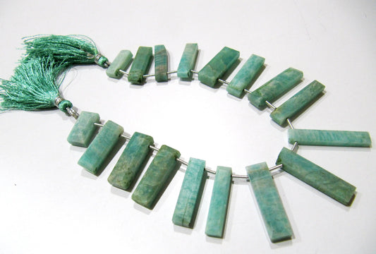 Natural Amazonite Baguette Shape 8x12mm Approximately Long Beads strand 8 Inches long Sold Per Strand Jewelry making Rectangle Beads