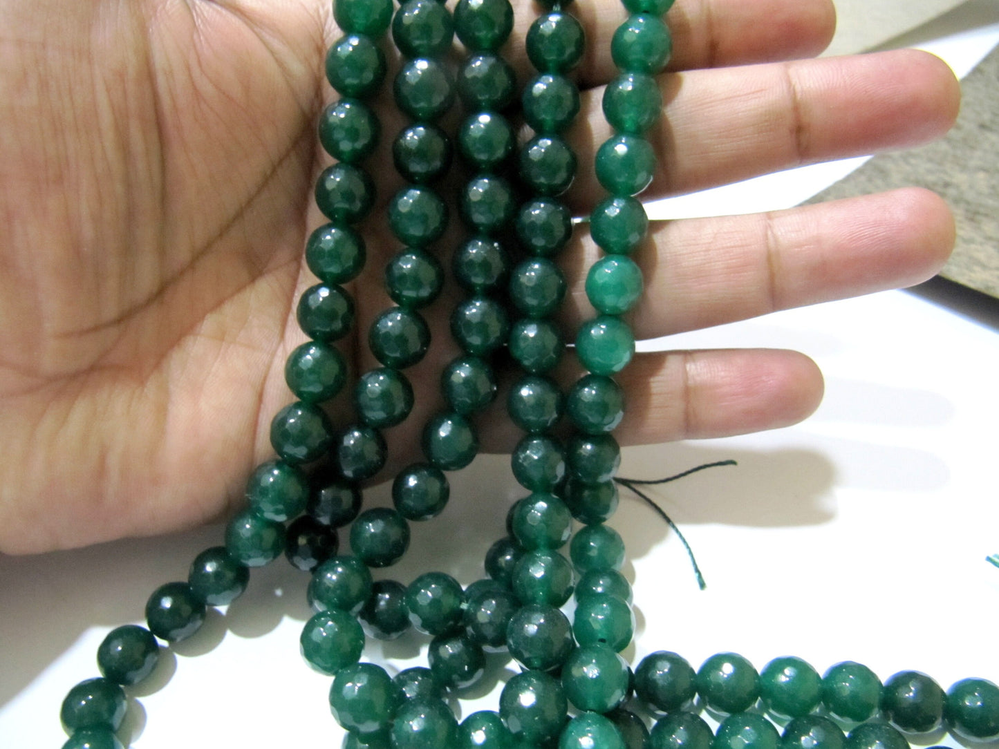 Green Jade Round Faceted Round Ball Shape 10mm Size Beads Strand 15 inches long Green Jade Gemstone Beads Wholesale Prices