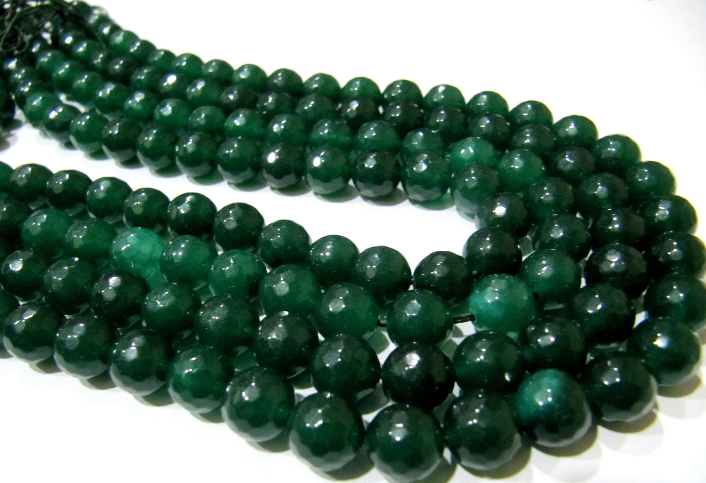 Green Jade Round Faceted Round Ball Shape 10mm Size Beads Strand 15 inches long Green Jade Gemstone Beads Wholesale Prices