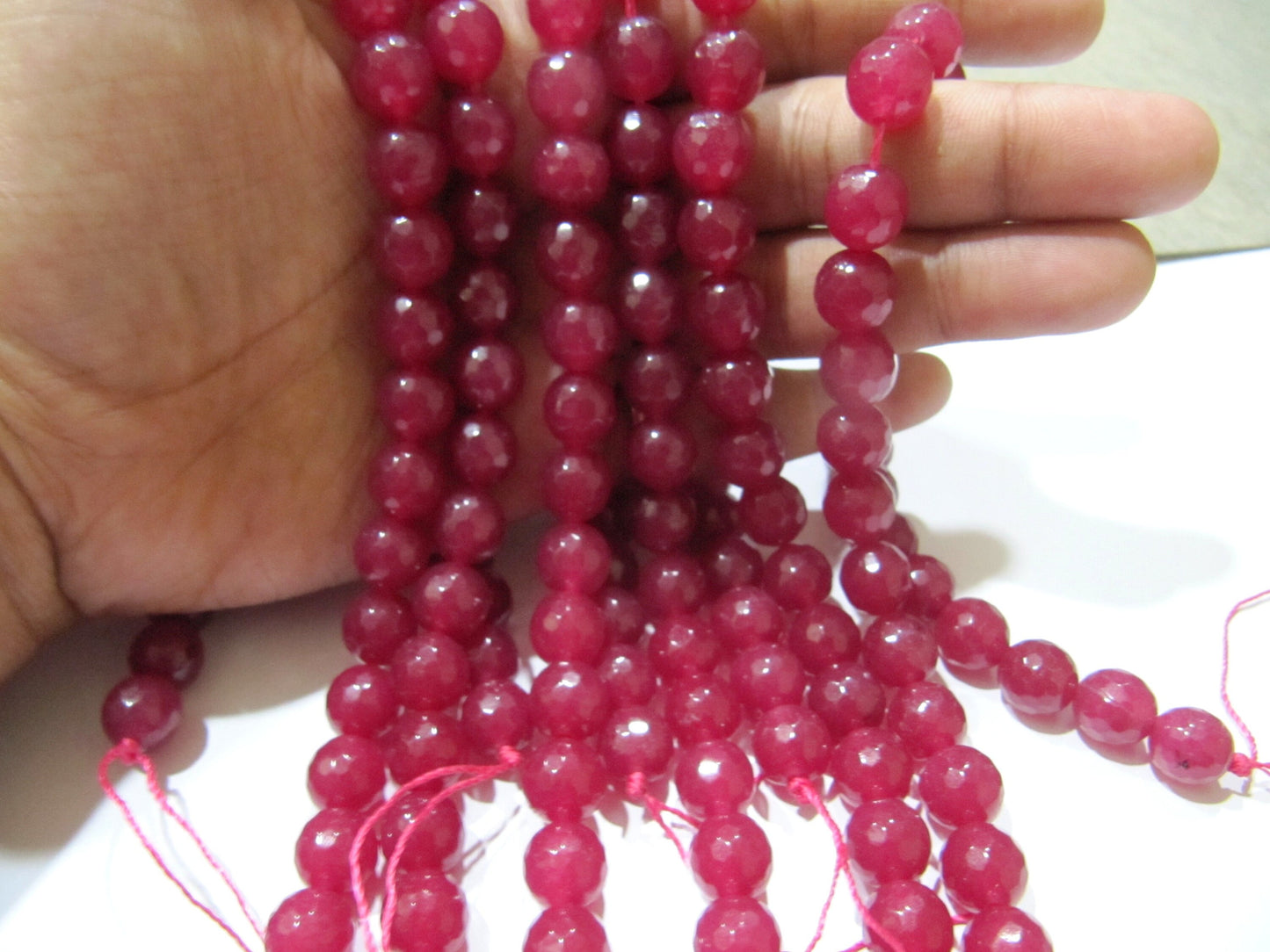 Ruby Jade Round Faceted Round Ball Shape 9-10mm Size Beads Strand 15 inches long Ruby Jade Gemstone Beads Wholesale Prices