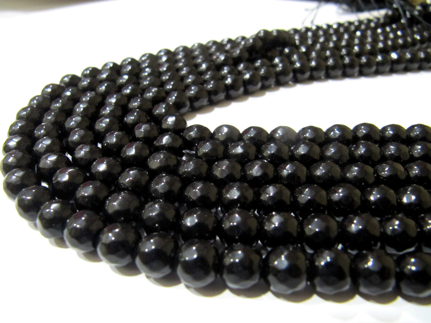 Black Onyx Round Faceted Round Ball Shape 10mm Size Beads Strand 14-15 inches long Black Onyx Gemstone Beads Wholesale Prices