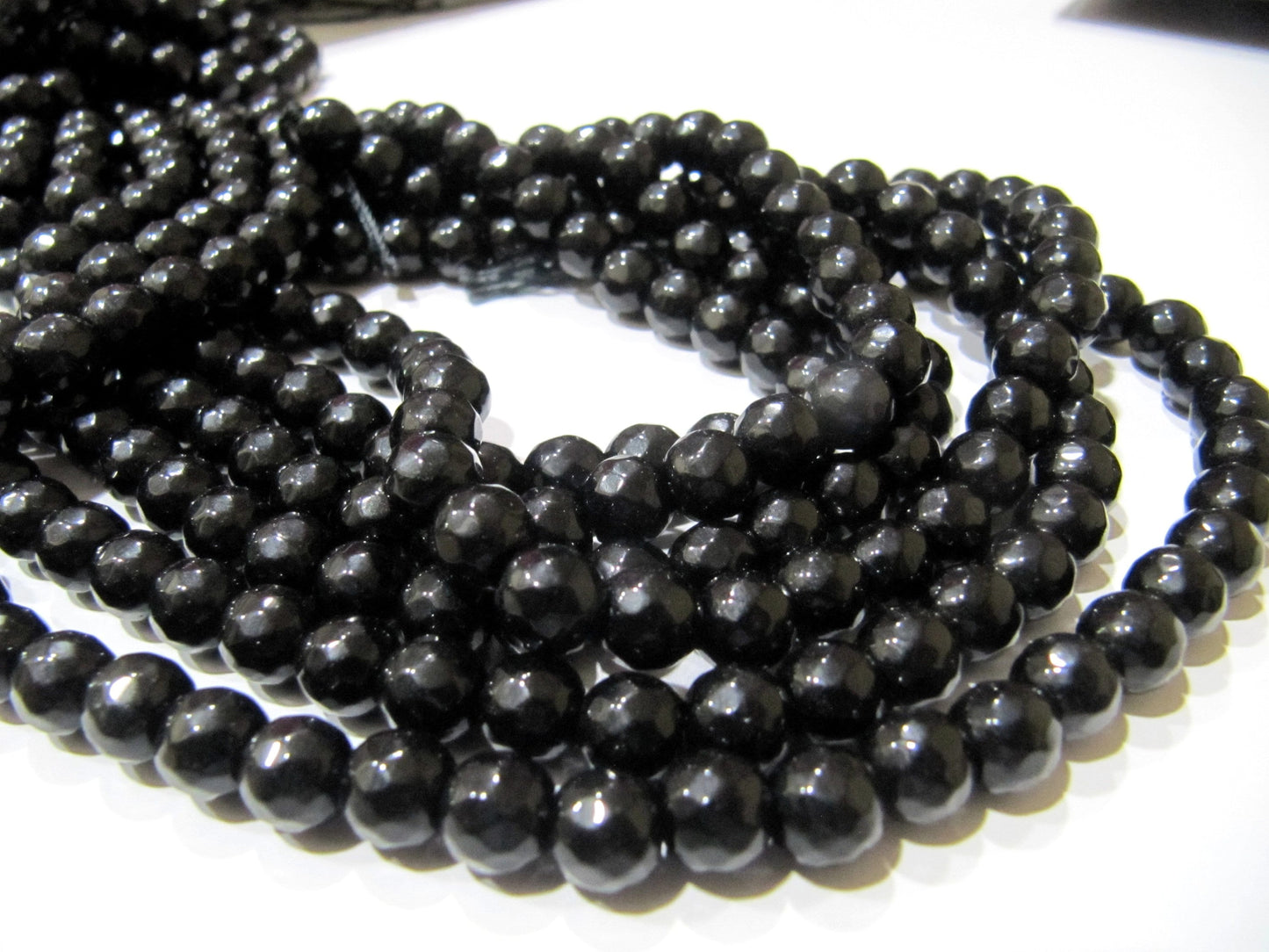 Black Onyx Round Faceted Round Ball Shape 10mm Size Beads Strand 14-15 inches long Black Onyx Gemstone Beads Wholesale Prices
