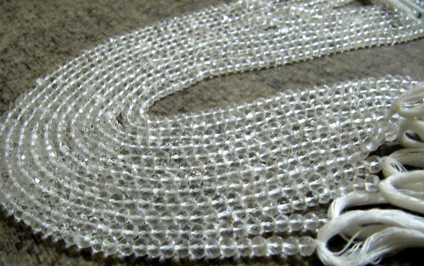 Natural Rock Crystal Rondelle Micro Faceted 4-5mm Size Beads Strand  13 inches long Jewelry Making Gemstone beads