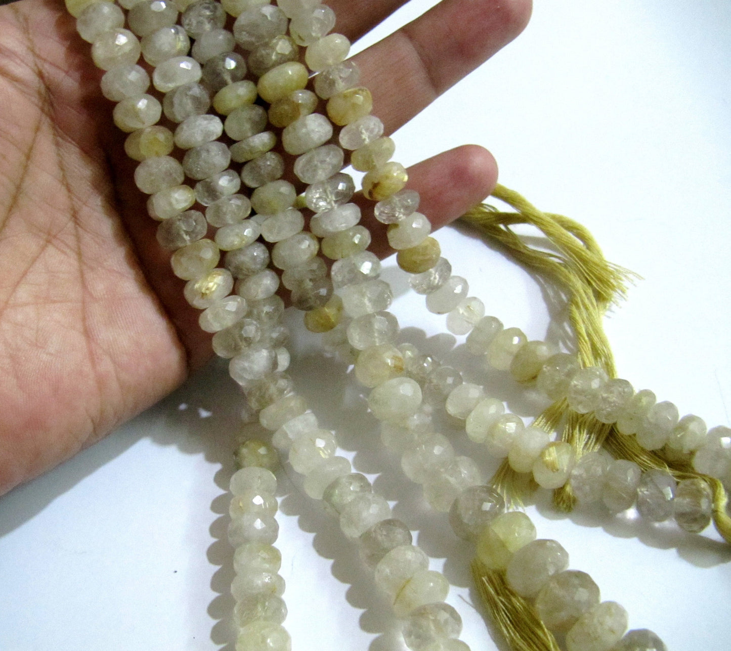 Natural Golden Rutilated Quartz  Rondelle Faceted 10-12mm Beads sold per strand 10 Inches Long Semi Precious Golden Color Beads Top Quality
