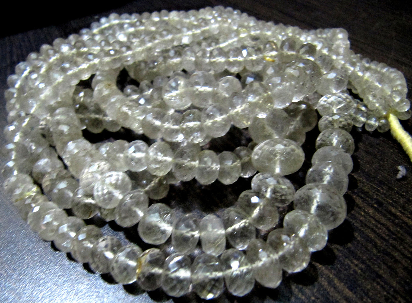 Natural Golden Rutilated Quartz  Rondelle Faceted 6 to 10 Graduated Beads sold per strand 8 Inch Long Semi Precious Golden Color Beads