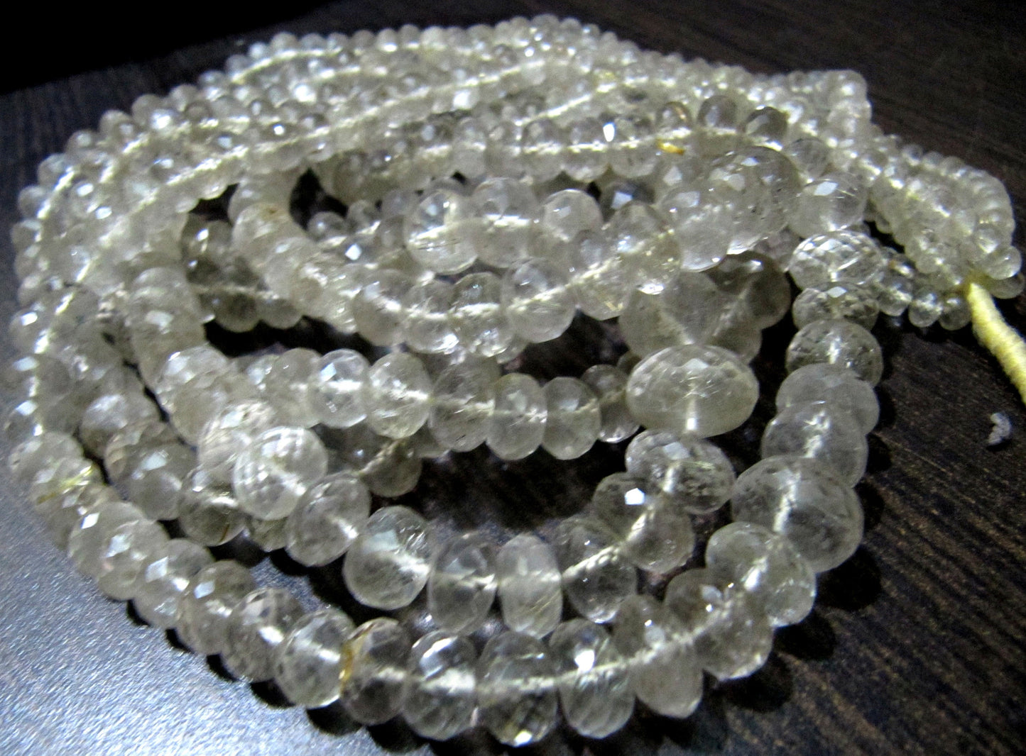 Natural Golden Rutilated Quartz  Rondelle Faceted 6 to 10 Graduated Beads sold per strand 8 Inch Long Semi Precious Golden Color Beads