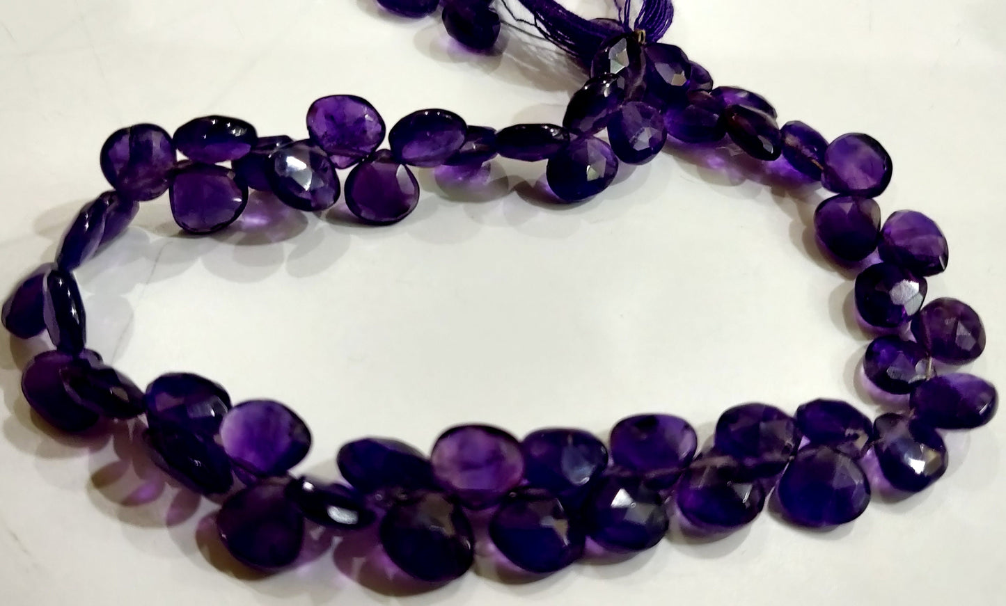 Natural Amethyst Heart Shape 9-10mm Briolette Faceted Beads Strand 8 inches long Wholesale Prices top quality jewelry making gemstone Beads