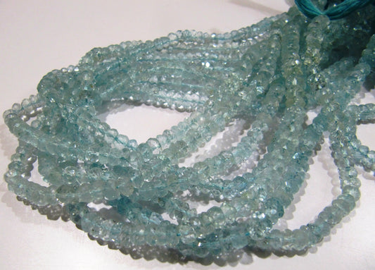 Natural Aquamarine Rondelle Faceted Gemstone Beads sold per Strand 13 inches long  Wholesale Prices aquamarine Gemstone Choose the Size