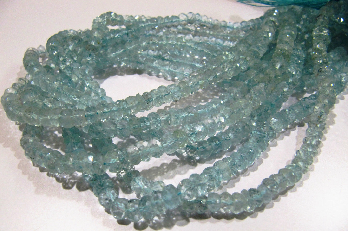Natural Aquamarine Rondelle Faceted Gemstone Beads sold per Strand 13 inches long  Wholesale Prices aquamarine Gemstone Choose the Size