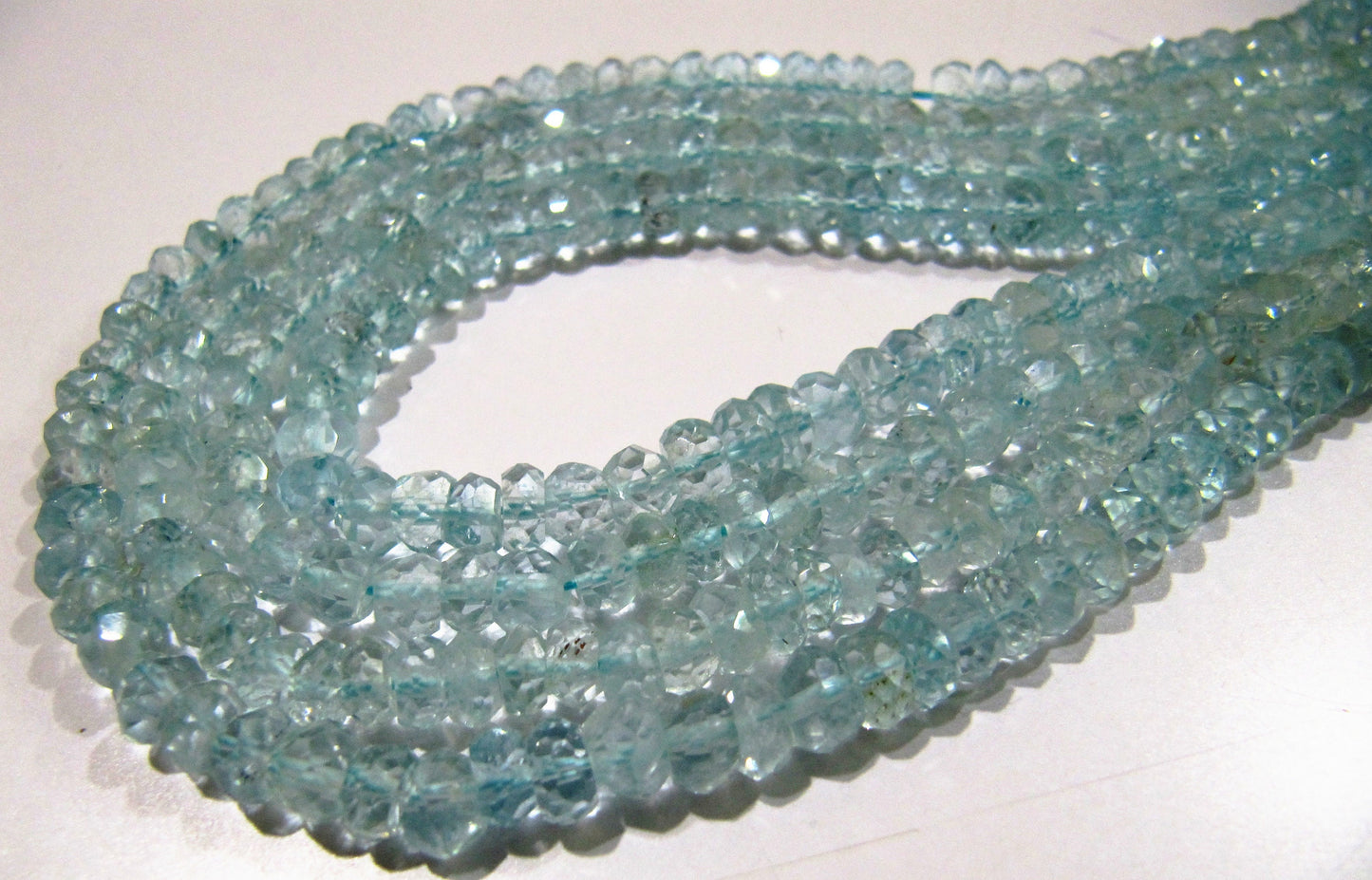 Natural Aquamarine Rondelle Faceted Gemstone Beads sold per Strand 13 inches long  Wholesale Prices aquamarine Gemstone Choose the Size