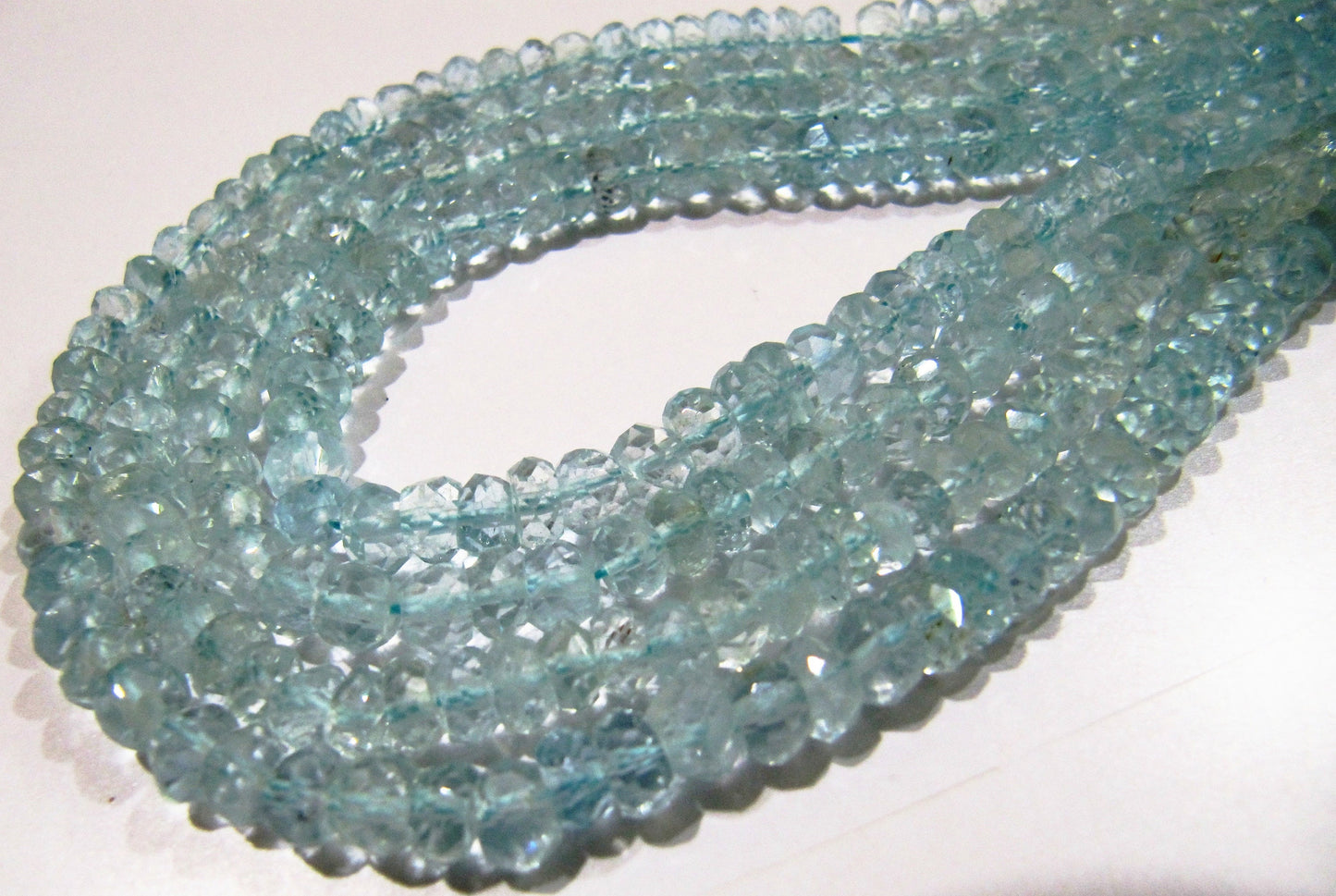 Natural Aquamarine Rondelle Faceted Gemstone Beads sold per Strand 13 inches long  Wholesale Prices aquamarine Gemstone Choose the Size
