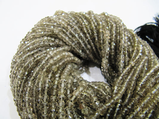Natural Smoky Quartz Rondelle Faceted 3.5 to 4mm best Quality Beads Strand 13 inches Long Jewelry making gemstone beads