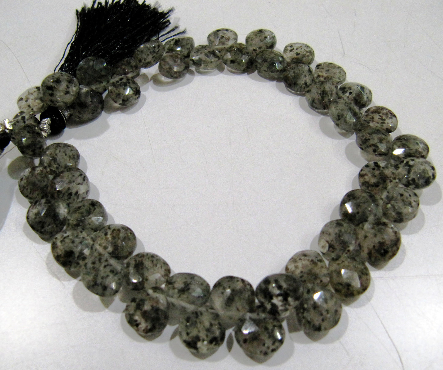 Natural Black Rutile Dot Quartz Heart Shape Briolette 10mm  Faceted top quality beads Strand 10 inches long Jewelry making Beads