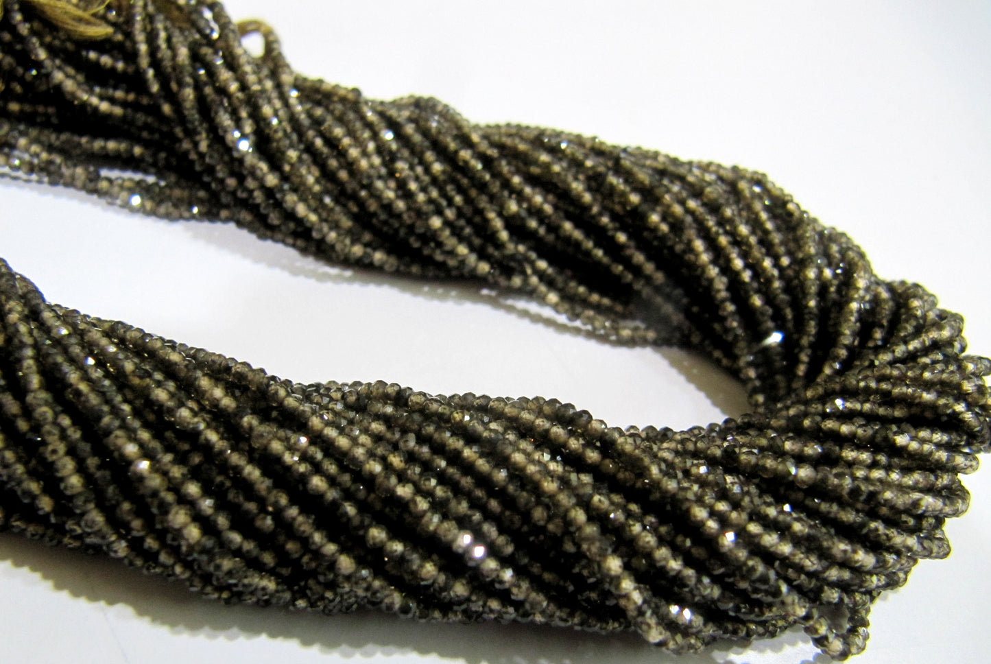 Natural Untreated Zirconia Beads Dark Green Color Rondelle Faceted 2mm Strand 13 inch long Top Quality Wholesale prices Earth Mined gemstone