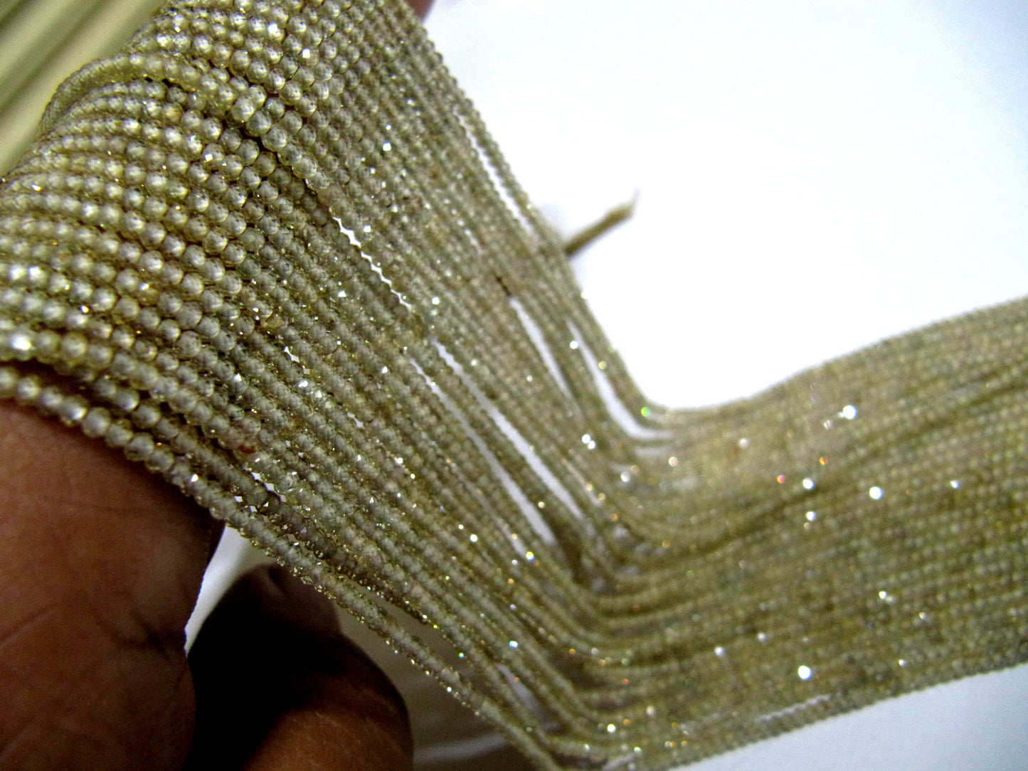 Natural Earth mined Zircon Rondelle Faceted 2mm Beads Strand 13 inch Wholesale prices Jewelry making Creamish Color  gemstone  beads