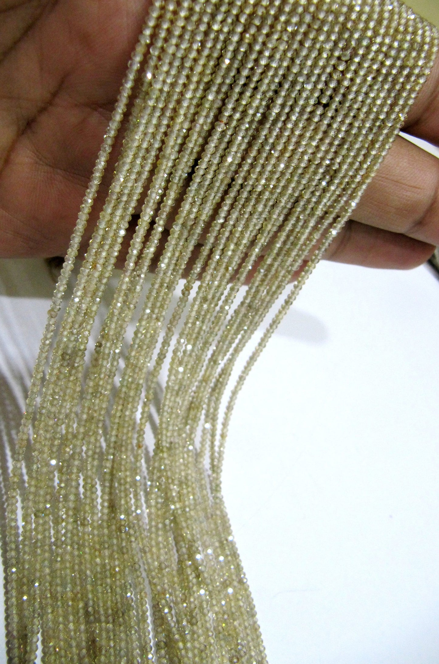 Natural Earth mined Zircon Rondelle Faceted 2mm Beads Strand 13 inch Wholesale prices Jewelry making Creamish Color  gemstone  beads