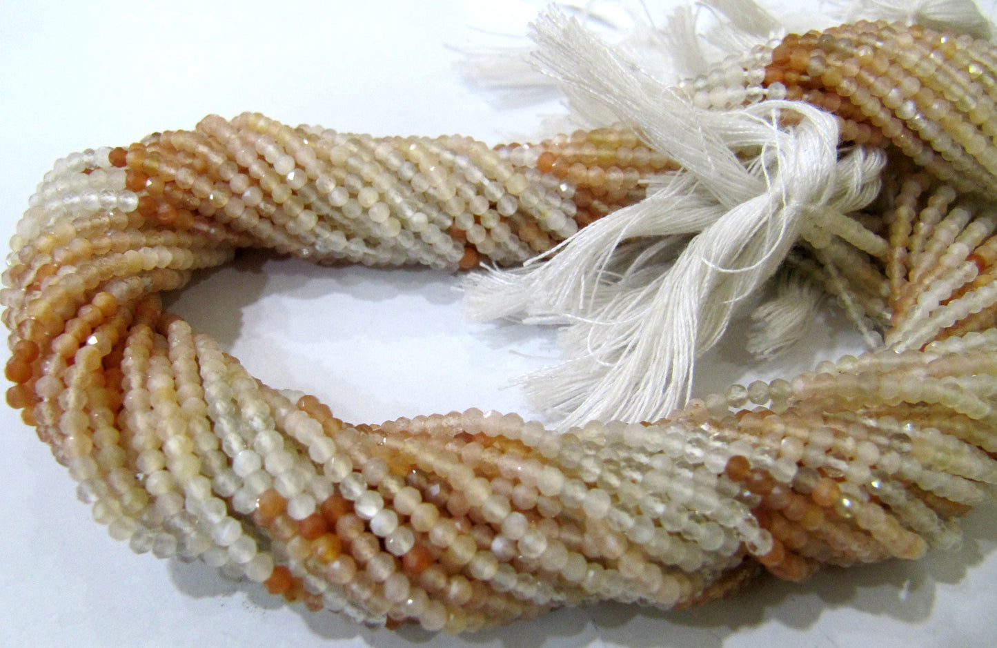 Natural Peach Moonstone 2.5mm Rondelle Micro faceted Gemstone Beads Strand 13 Inches Long Best Quality Beads