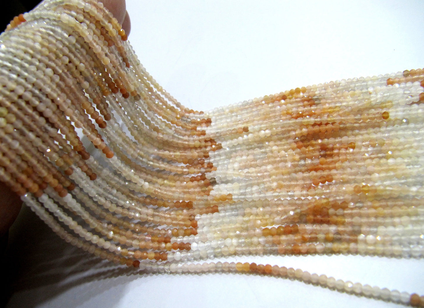 Natural Peach Moonstone 2.5mm Rondelle Micro faceted Gemstone Beads Strand 13 Inches Long Best Quality Beads