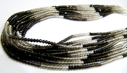 Natural Smoky Quartz  2mm Rondelle Micro faceted Gemstone Beads Strand 13 Inches Long Best Quality Beads shaded color beads